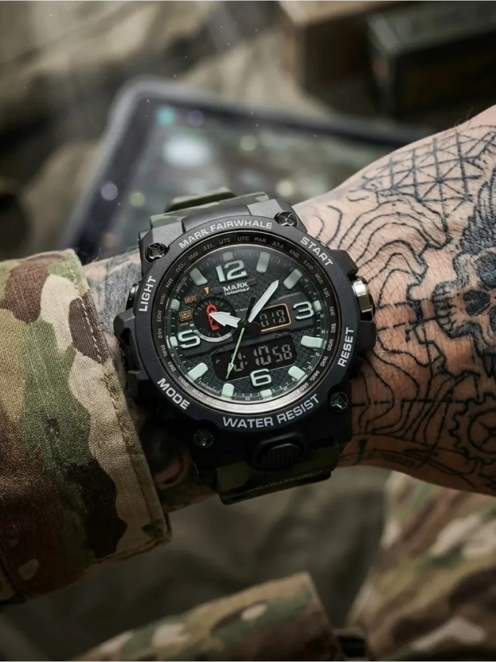 SMAEL 1546 Military Tactical Sport Watch - Olive Green Camo